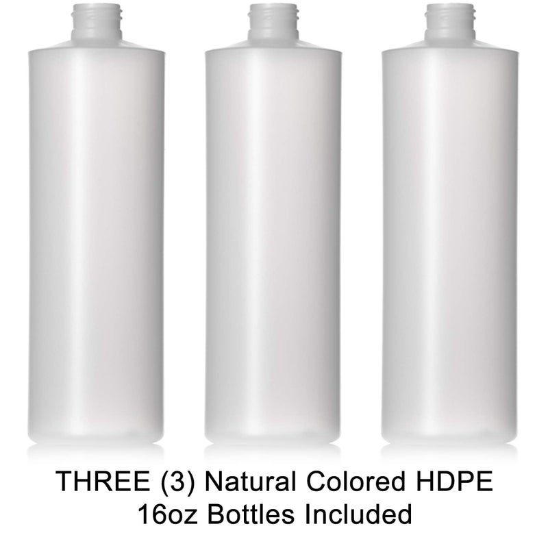 Aromine 16oz Natural Color HDPE Squeeze Bottles with Disc Cap and Squirt Cap (3 Pack) (16oz) - Image 2